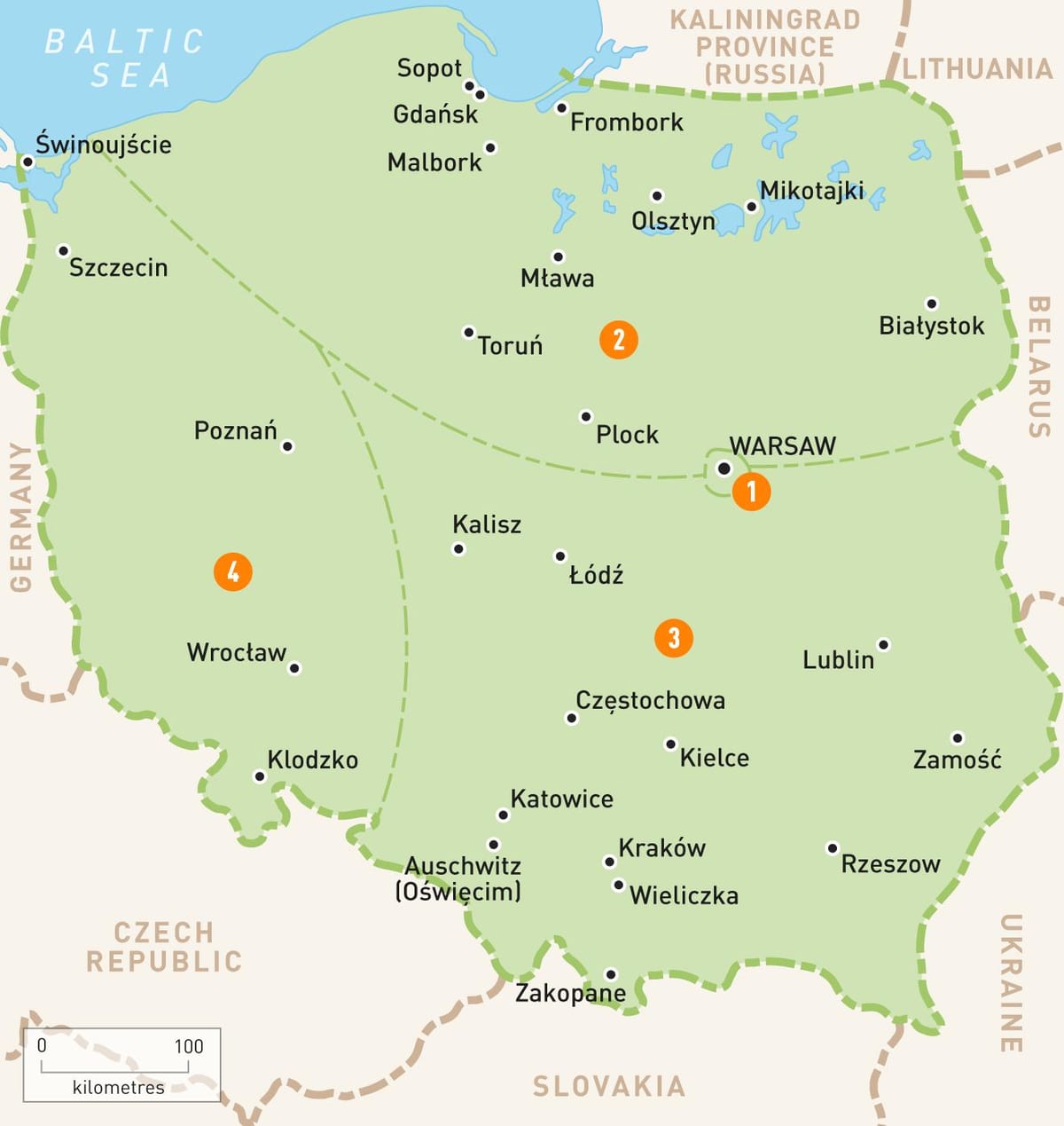 Karte von Polen westlichen