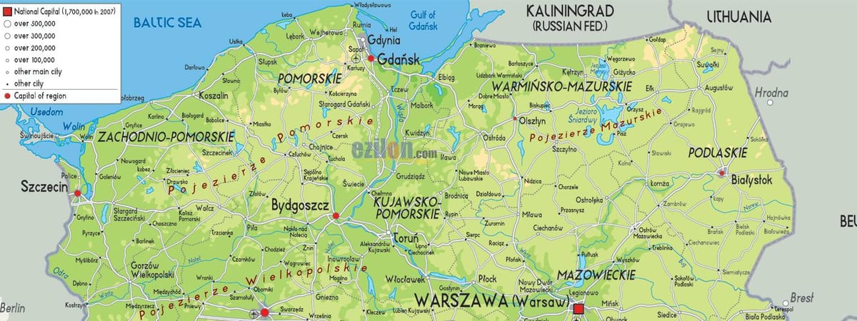 Karte von Nord-Polen