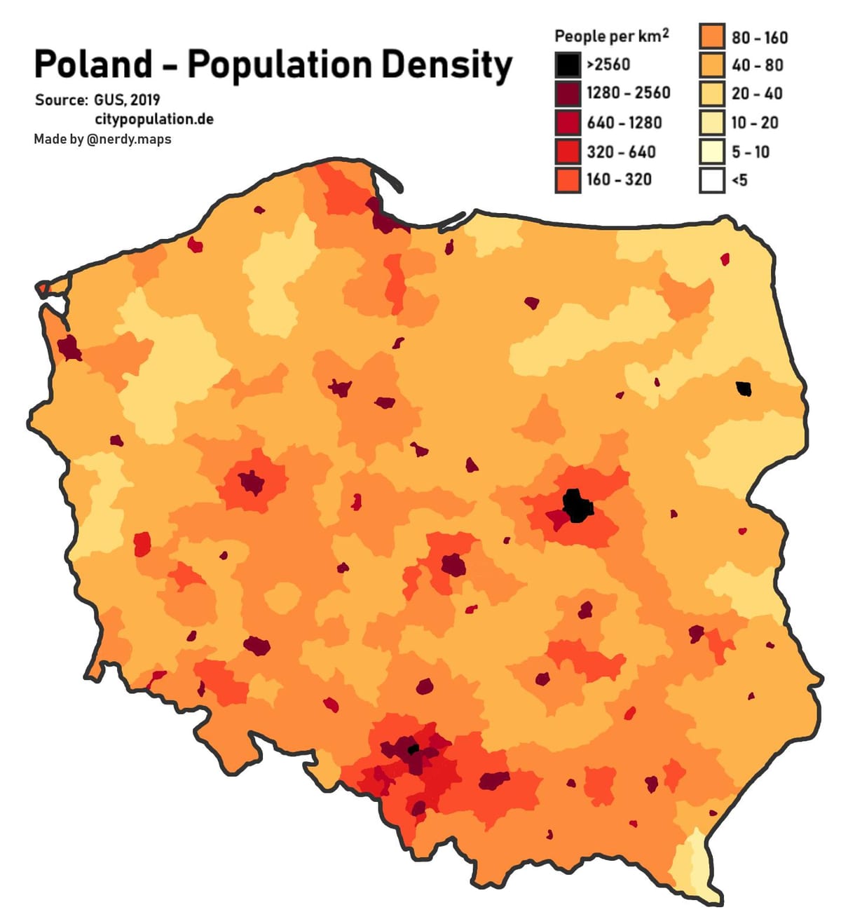 Karte von Polen Bevölkerung