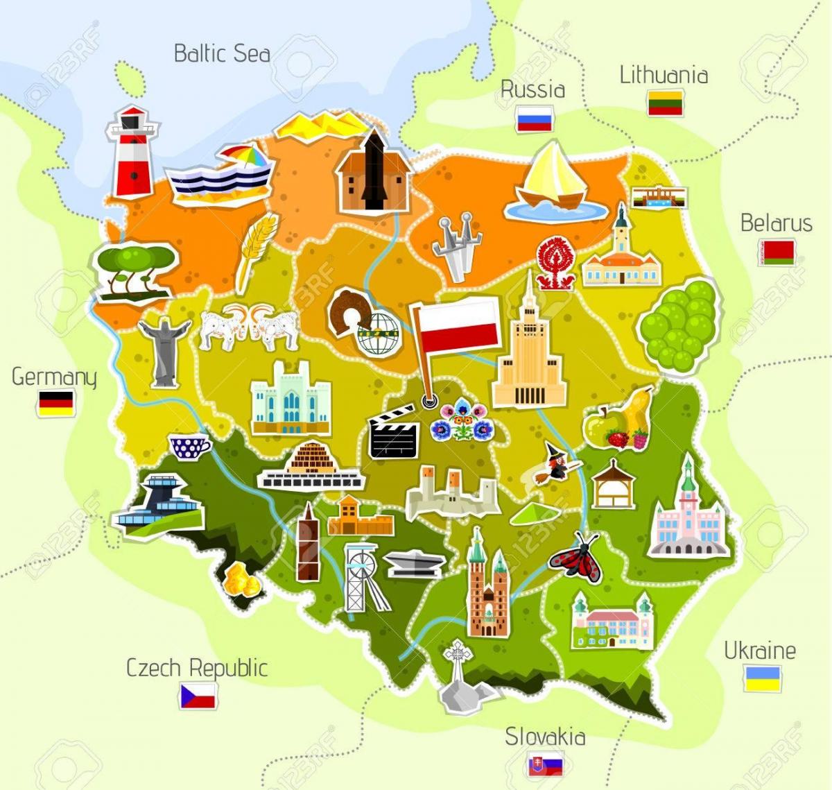 Karte von Polen Denkmäler