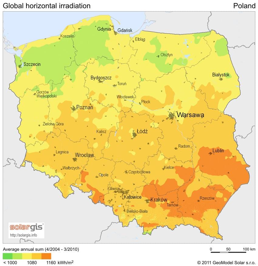 Karte von Polen Klima