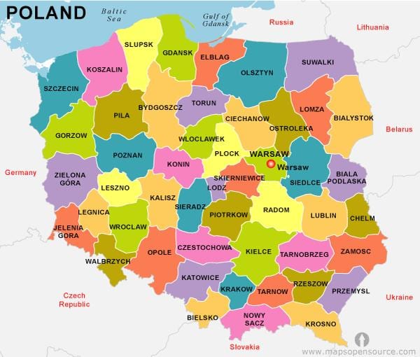 Karte von Polen Land