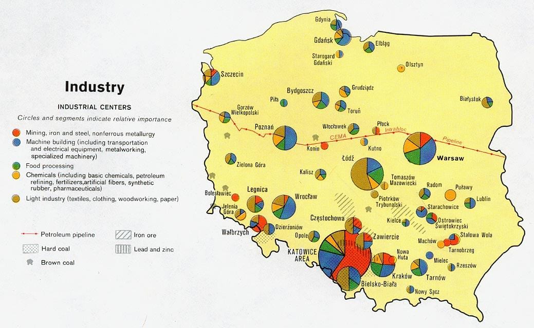 Karte von Polen die natürlichen Ressourcen