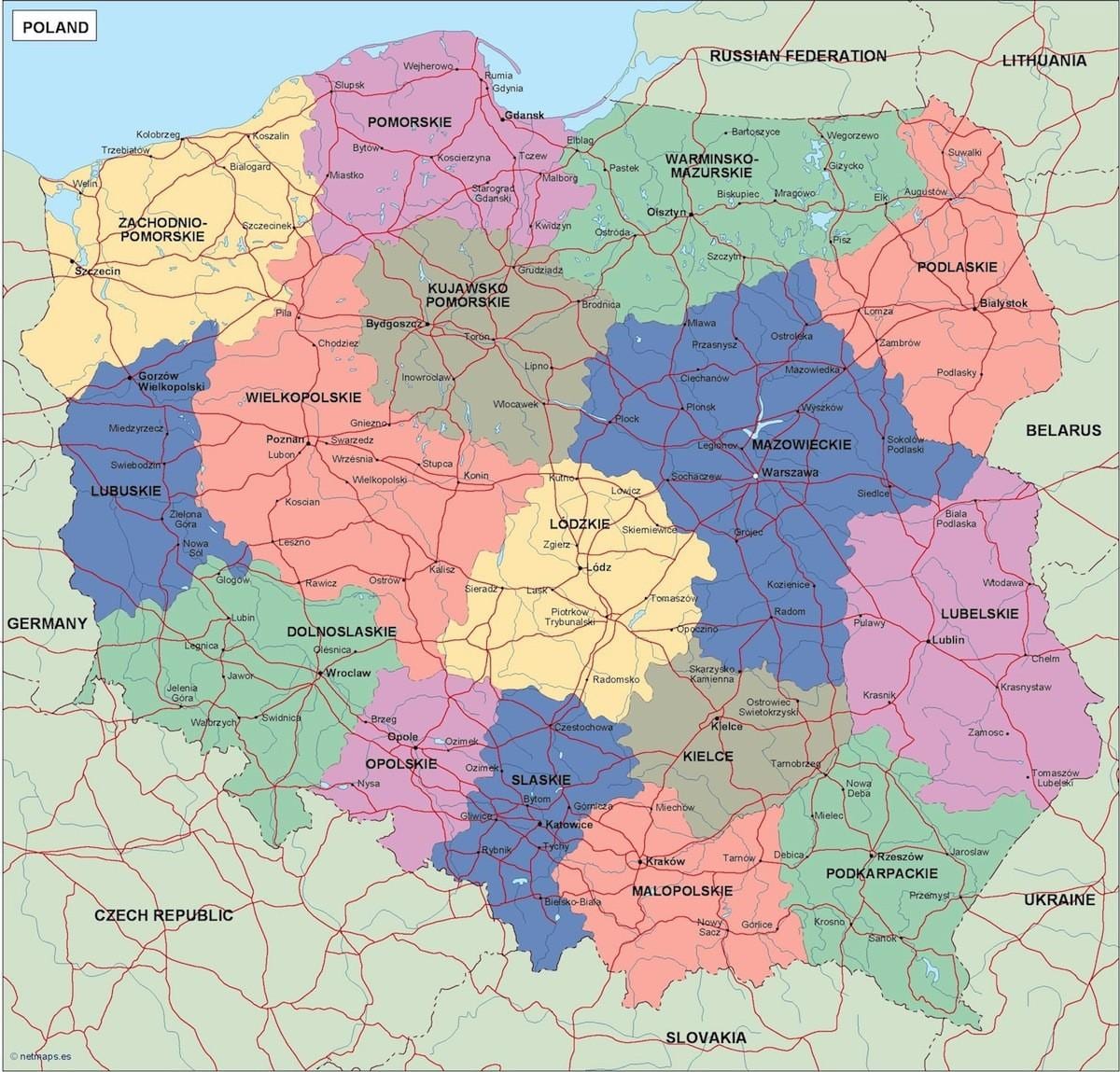 Landkarte Polen politische