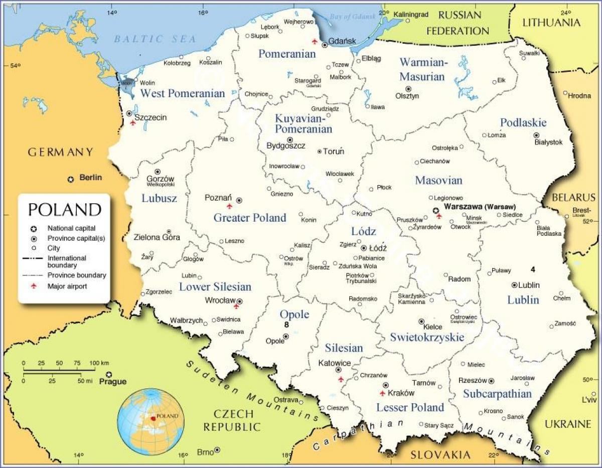 Polen Regionen Landkarte - Karte von Polen-Regionen (Ost ...