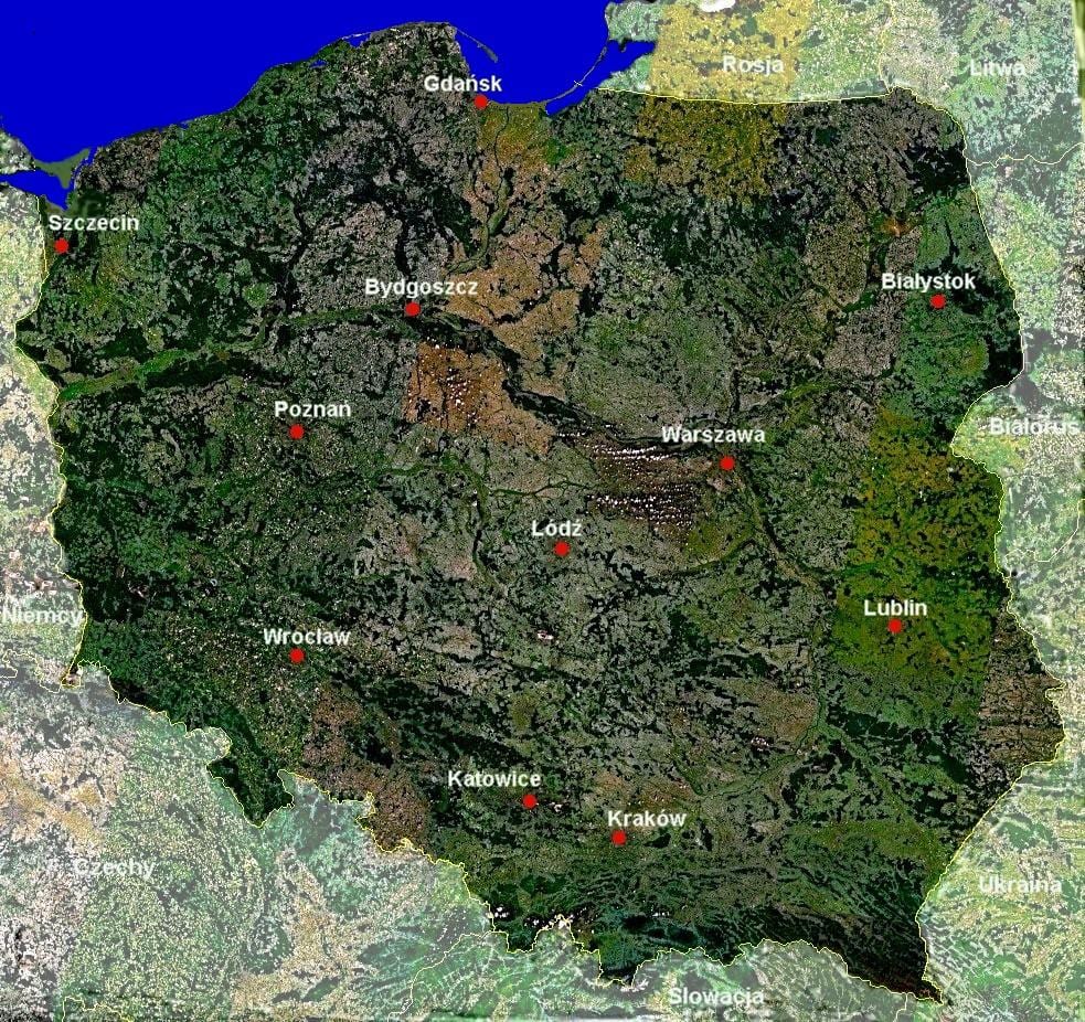 Karte von Polen-Sat