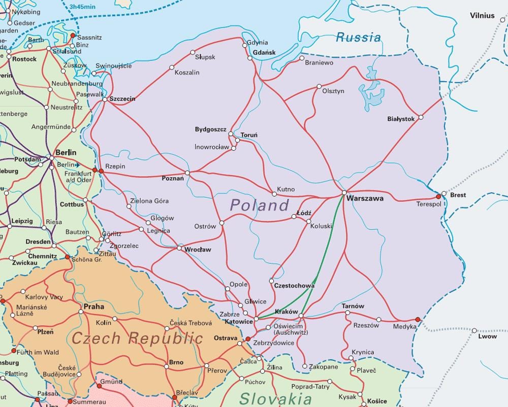 Karte von Polen train