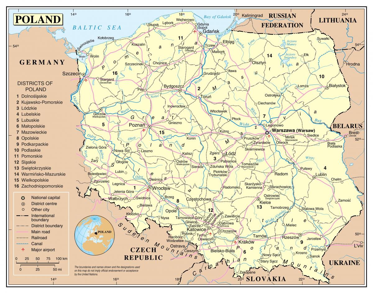 Karte von Polen-Transporte