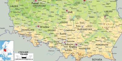 Karte des südlichen Polen