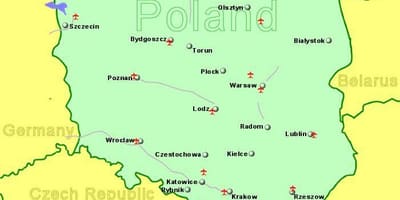 Landkarte Polens zeigen, Flughäfen