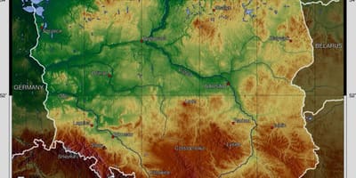 Karte von Polen Höhe
