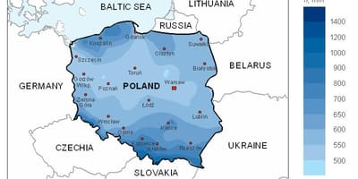Karte von Polen Regen